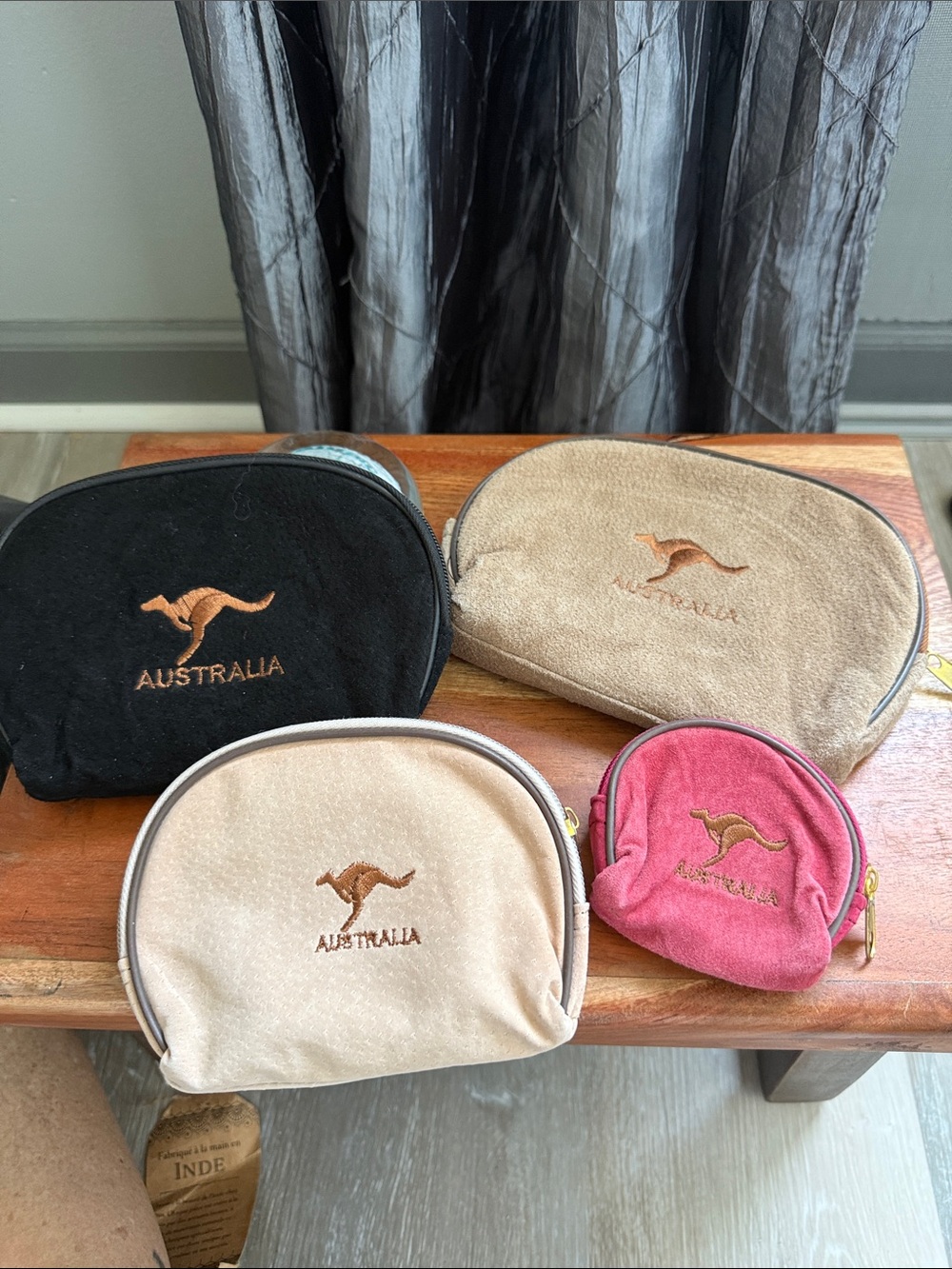 Australia Luxe Collective Cosmetic Pouch Set in Black, Beige, Tan, Pink